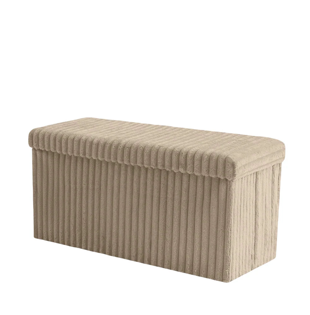 Cream Large Ottoman Storage Box – Foldable Fabric Storage Chest 78 x 38 x 38cm