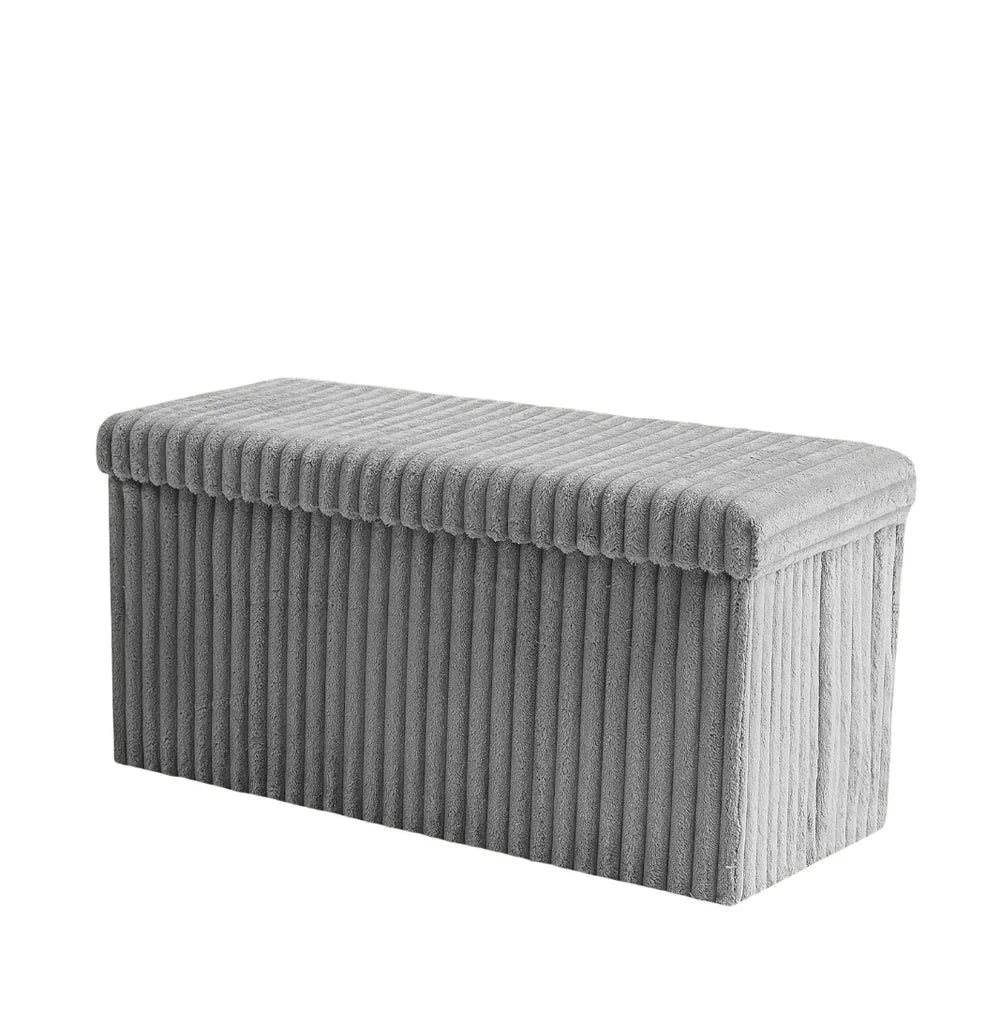 Grey Large Ottoman Storage Box – Foldable Fabric Storage Chest 78 x 38 x 38cm