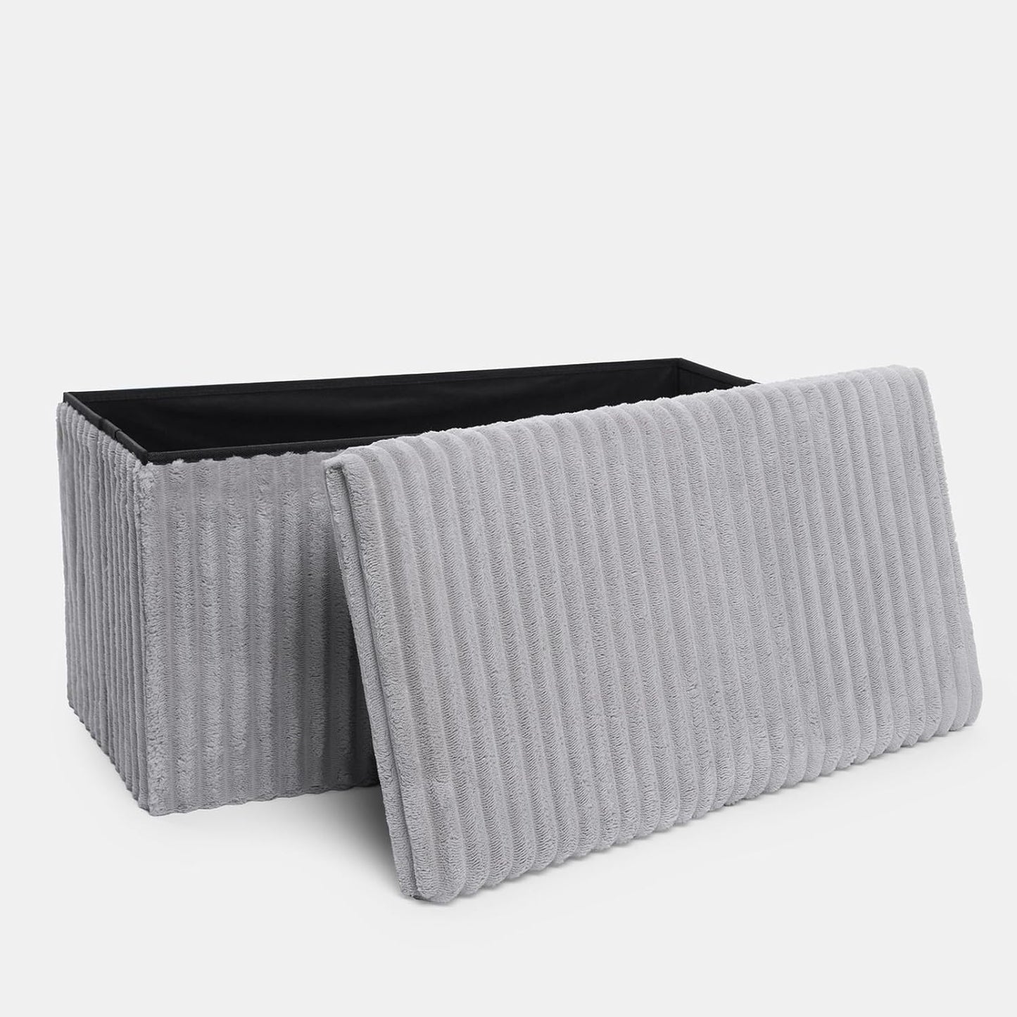 Grey Large Ottoman Storage Box – Foldable Fabric Storage Chest 78 x 38 x 38cm