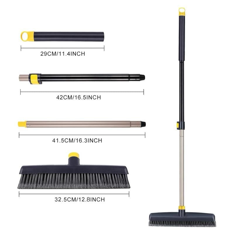Yocada Stiff Bristle Push Broom Telescopic Pole Heavy Duty Outdoor Cleaning Bathroom Kitchen Patio Garage Concrete Wood Stone Tile Floor
