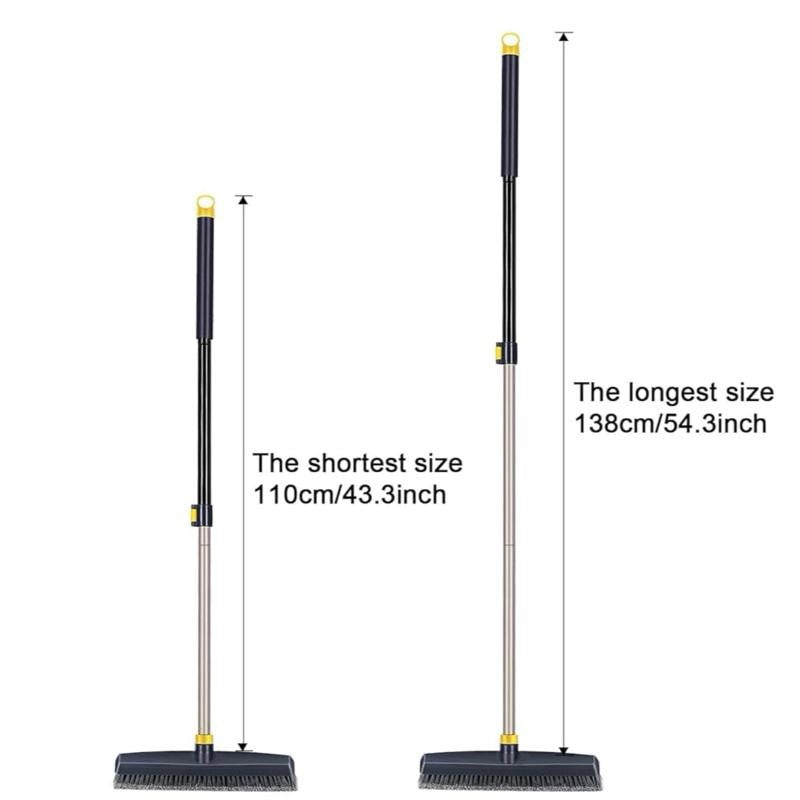 Yocada Stiff Bristle Push Broom Telescopic Pole Heavy Duty Outdoor Cleaning Bathroom Kitchen Patio Garage Concrete Wood Stone Tile Floor