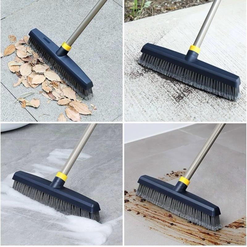 Yocada Stiff Bristle Push Broom Telescopic Pole Heavy Duty Outdoor Cleaning Bathroom Kitchen Patio Garage Concrete Wood Stone Tile Floor