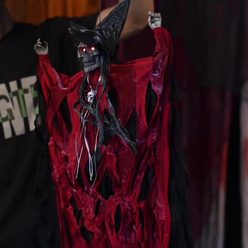 28inch Halloween horrific Hanging Ghost Decor Ghost with LED Glowing Eyes