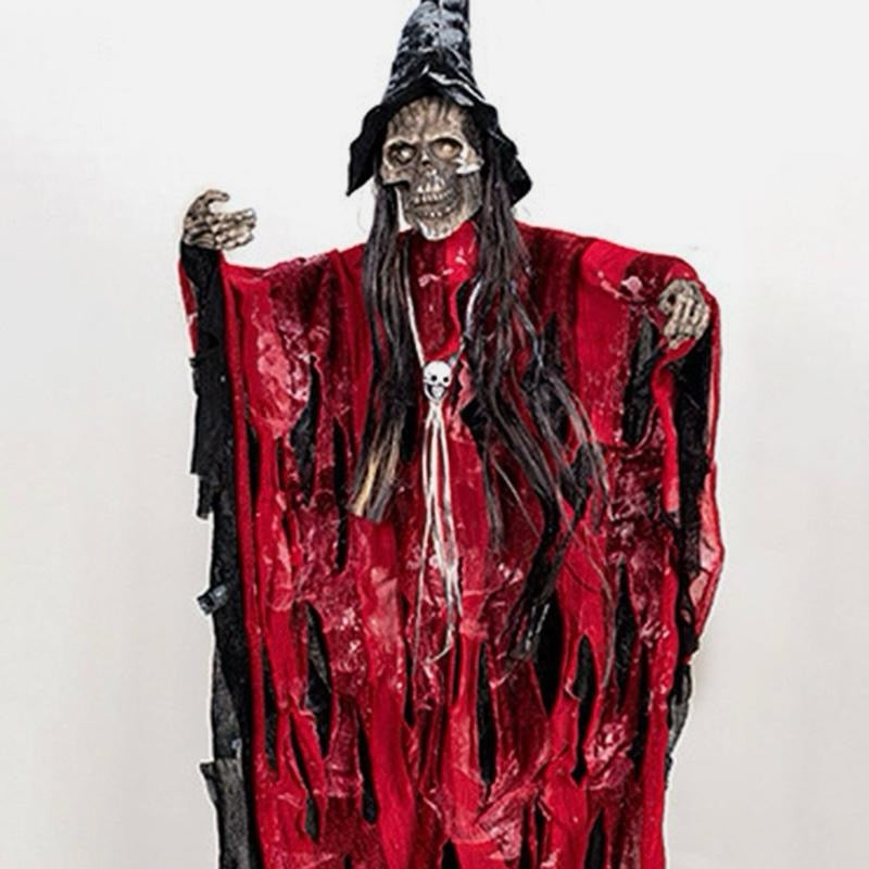 28inch Halloween horrific Hanging Ghost Decor Ghost with LED Glowing Eyes