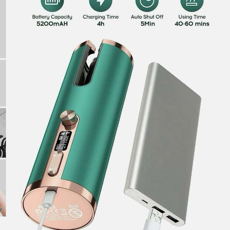 Automatic Hair Iron, Cordless Hair Curler PTC Ceramic Hair Curling - Green