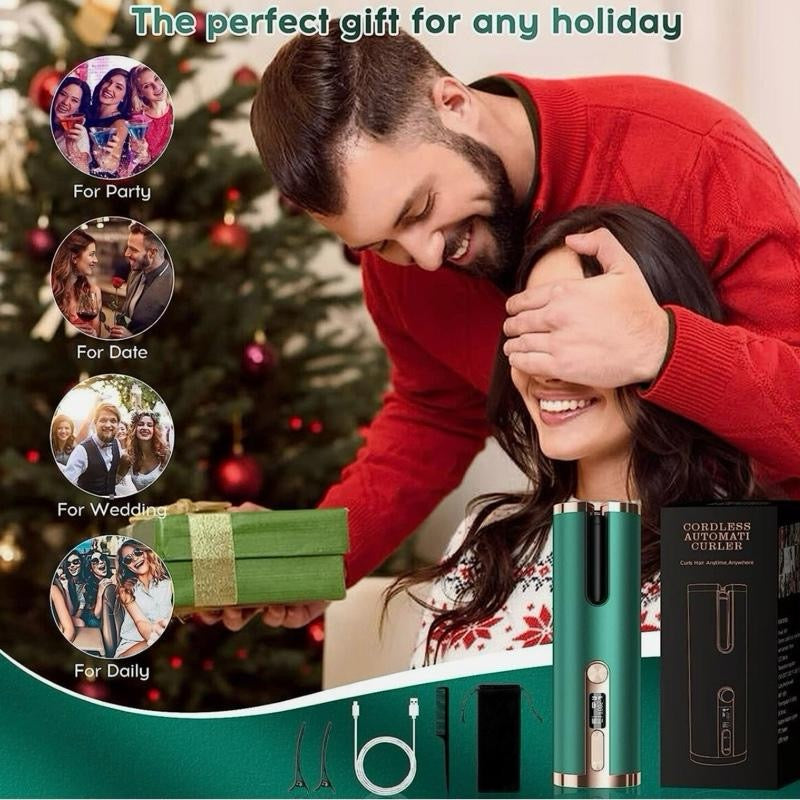 Automatic Hair Iron, Cordless Hair Curler PTC Ceramic Hair Curling - Green