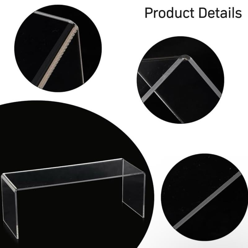 6 Pcs Acrylic Display Risers, 3 Sizes Clear Display Stands, Transparent Showcase Stands Acrylic Shelves, Product Display Shelf for Collections Pops Figures Jewelry Dessert Candy Cosmetics Perfume