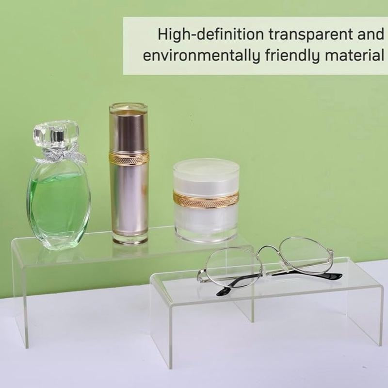 6 Pcs Acrylic Display Risers, 3 Sizes Clear Display Stands, Transparent Showcase Stands Acrylic Shelves, Product Display Shelf for Collections Pops Figures Jewelry Dessert Candy Cosmetics Perfume