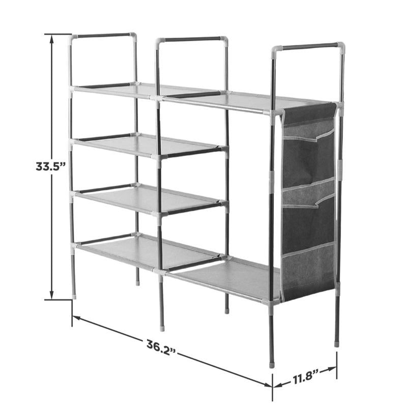 Shoe Rack Storage Organizer Entryway Wardrobe Stackable Shoe Storage Stainless Steel Frame, Holds up to 15 Pairs of Shoes AVAILABLE IN BLACK NOT GREY