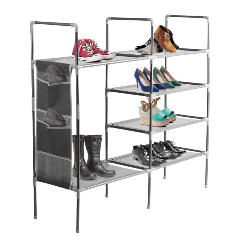 Shoe Rack Storage Organizer Entryway Wardrobe Stackable Shoe Storage Stainless Steel Frame, Holds up to 15 Pairs of Shoes AVAILABLE IN BLACK NOT GREY