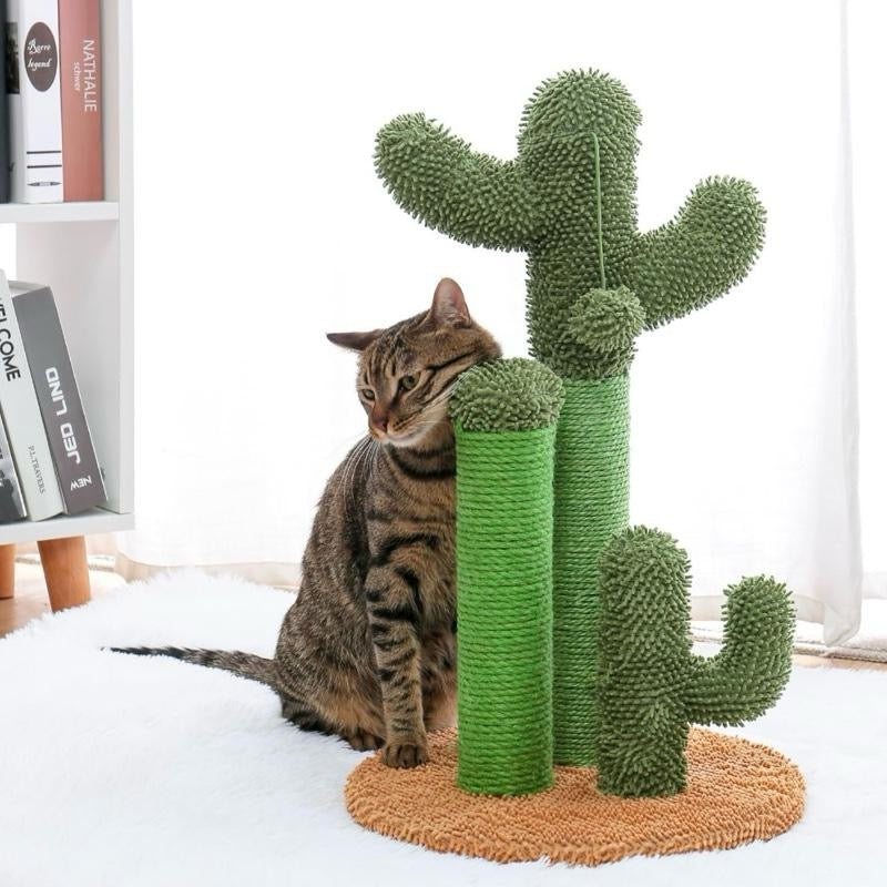 Cactus Scratching Posts Creative Cat Tree Design 3 Posts in 1 Set Brown M 53cm for Pet Play and Comfort