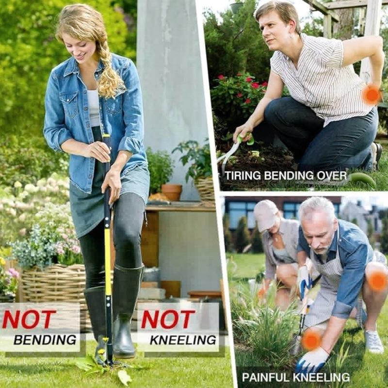 Weed Remover Tool Stand Up, Weed Puller Root Remover with 4 Claws, 45" Long Handled Dandelion Weeder Tool for Patio, Lawn, Garden, Path, Driveway and Block Paving
