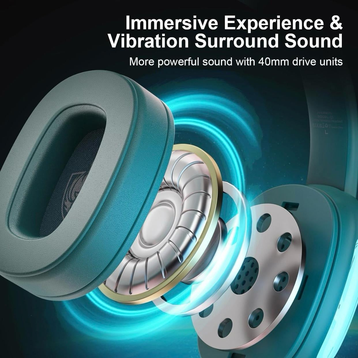 Wireless Gaming Headset for PS4 PS5 PC Switch, Wireless 2.4GHz Gaming Headphones with Detachable Noise Canceling Mic, 7.1 Stereo Sound, 3.5mm Wired Mode for Xbox Seires - Green