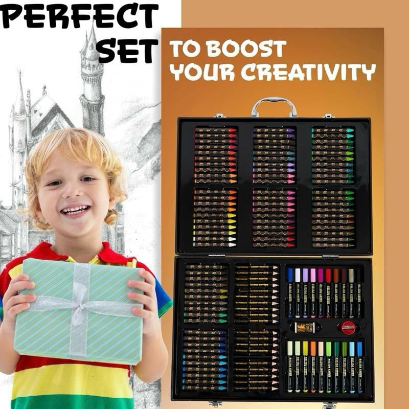 Art Set for Kids, Art Supplies Paints Colouring Pens Colouring Pencils Crayons Travel Carry Case Arts and Crafts, Gifts for Kids (Black)