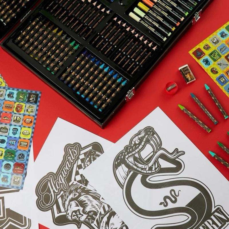 Art Set for Kids, Art Supplies Paints Colouring Pens Colouring Pencils Crayons Travel Carry Case Arts and Crafts, Gifts for Kids (Black)
