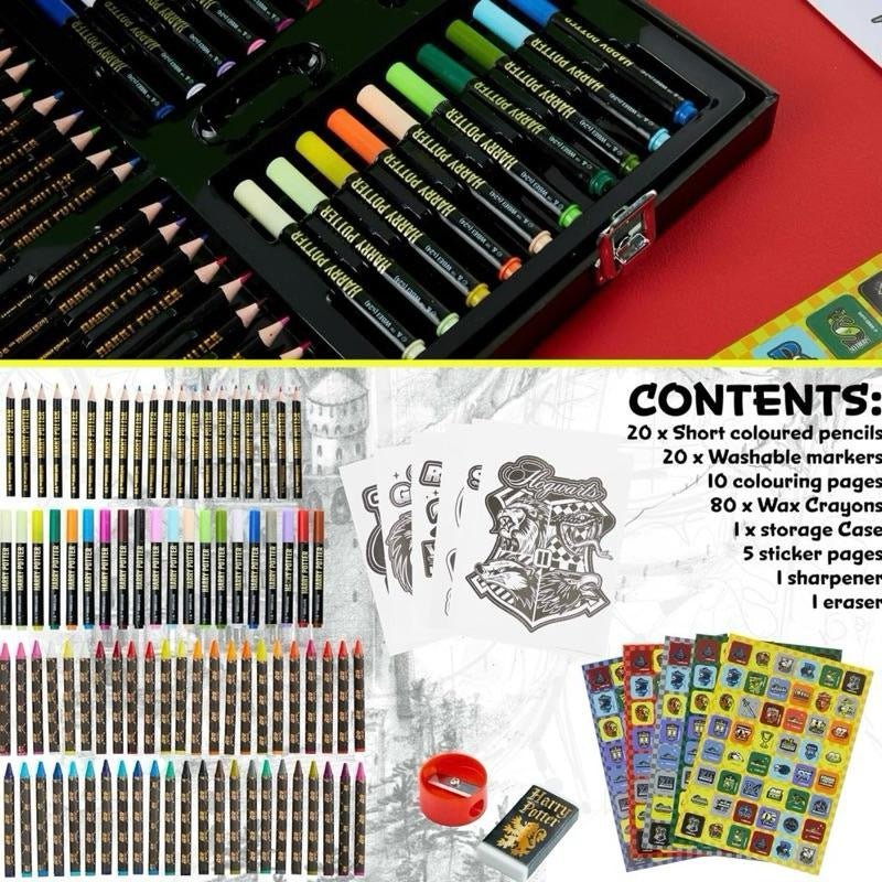 Art Set for Kids, Art Supplies Paints Colouring Pens Colouring Pencils Crayons Travel Carry Case Arts and Crafts, Gifts for Kids (Black)