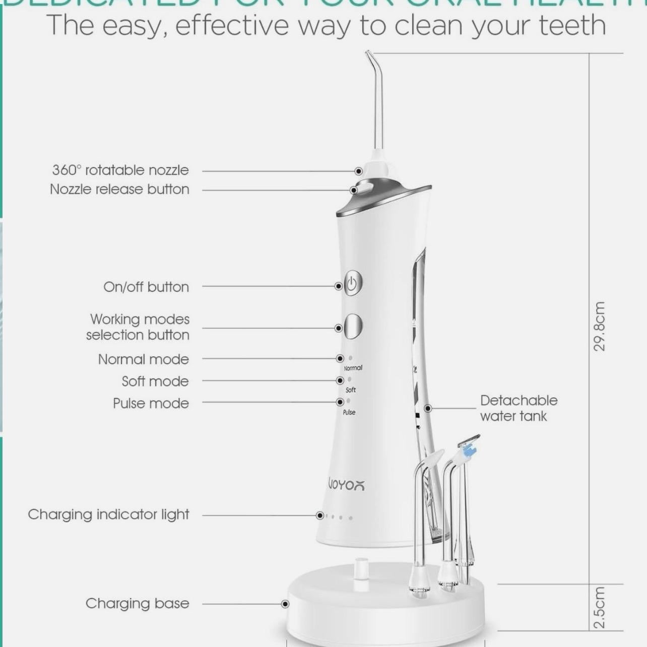 Water Flosser for Teeth Cordless Dental Oral Irrigator 3 Modes WF300