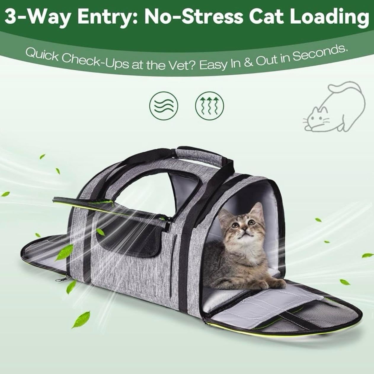 Pawtasy Cat & Dog Carrier Backpack 2-in-1 Pet Carrier for Cats/Small Dogs, Soft-Sided Cat Bag With Multi-entrance Foldable Puppy Dog Backpack for Cars, Hiking & Travel and Outdoor Use (Up to 8kg)
