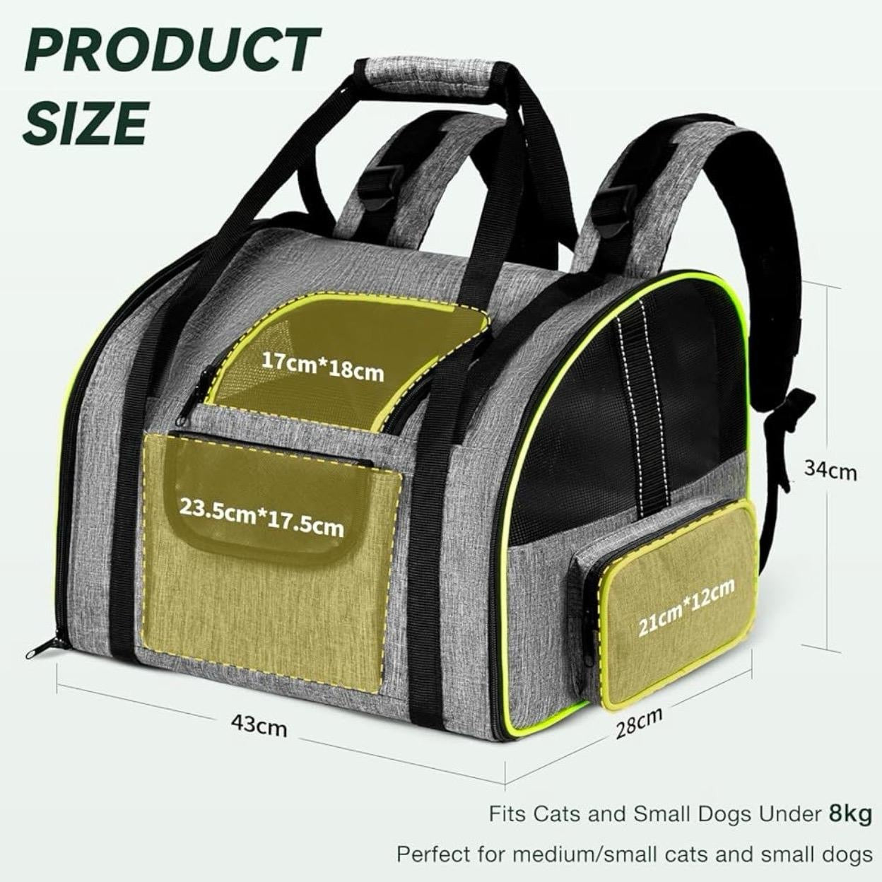 Pawtasy Cat & Dog Carrier Backpack 2-in-1 Pet Carrier for Cats/Small Dogs, Soft-Sided Cat Bag With Multi-entrance Foldable Puppy Dog Backpack for Cars, Hiking & Travel and Outdoor Use (Up to 8kg)