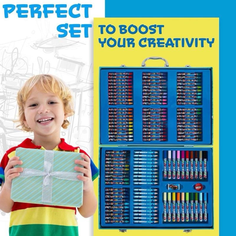 Set for Kids Art Supplies Colouring Pens Colouring Pencils Crayons Stickers Carry Case Arts and Crafts 130+ Pcs