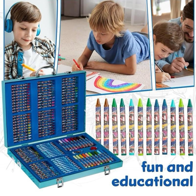 Set for Kids Art Supplies Colouring Pens Colouring Pencils Crayons Stickers Carry Case Arts and Crafts 130+ Pcs
