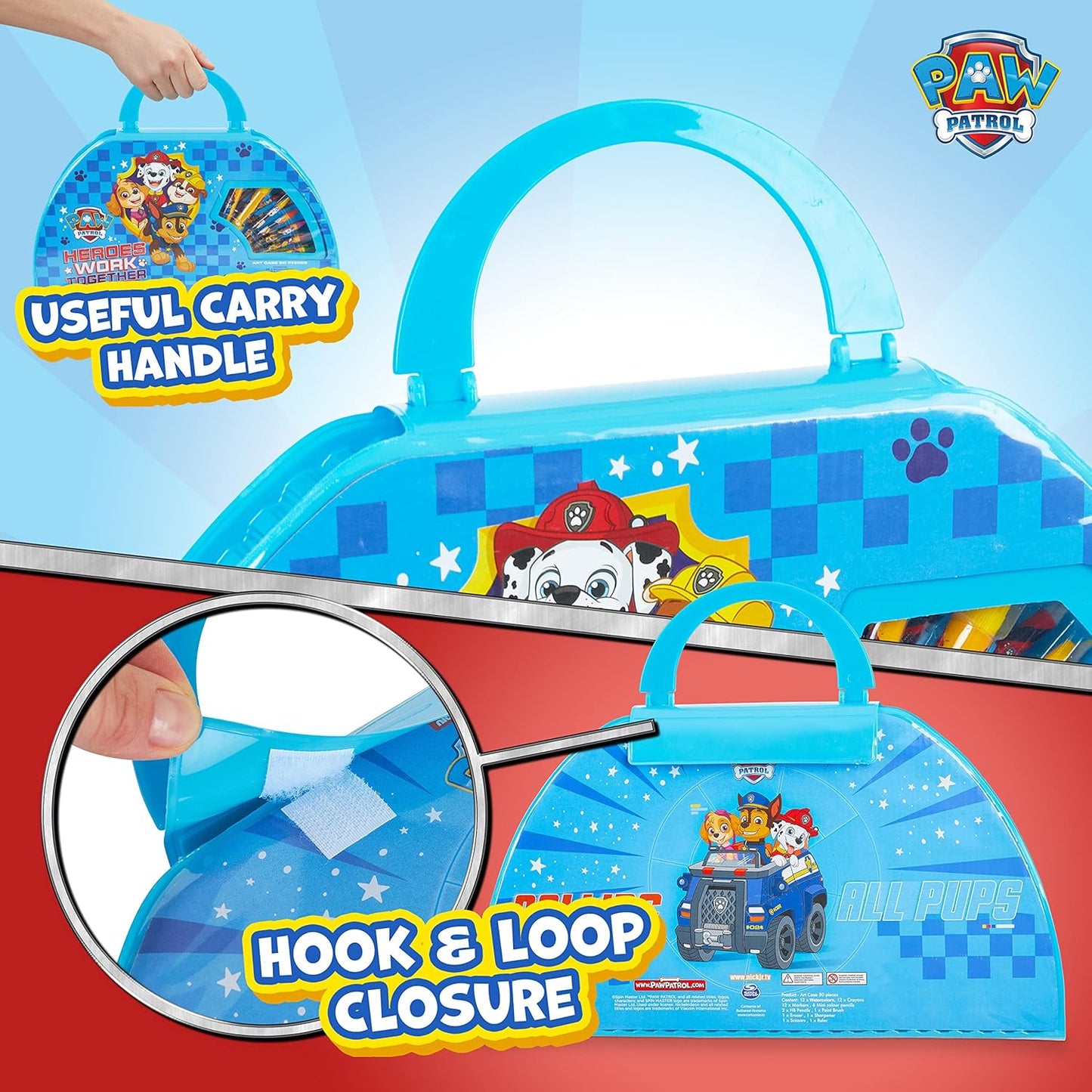 Paw Patrol 50 Piece Drawing Case with Felt Tip Colouring Pens, Children's Paint and Coloured Pencils for Children's Crafts