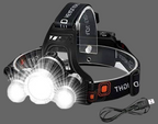 Rechargeable Headlight with 3 Lights 4 Modes, 6000 Lumen Super Bright LED Lamp, Hands-Free Flashlight Head Torch for Running, Camping, Fishing, Cycling, Hiking, Waterproof