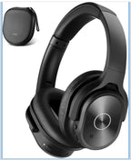 zihnic Bluetooth Active Noise Cancelling Headphones, 40H Playtime Wireless Bluetooth Headset with Deep Bass Hi-FI Stereo Sound, Comfortable Earbuds for Travel/Home/Office (Black)