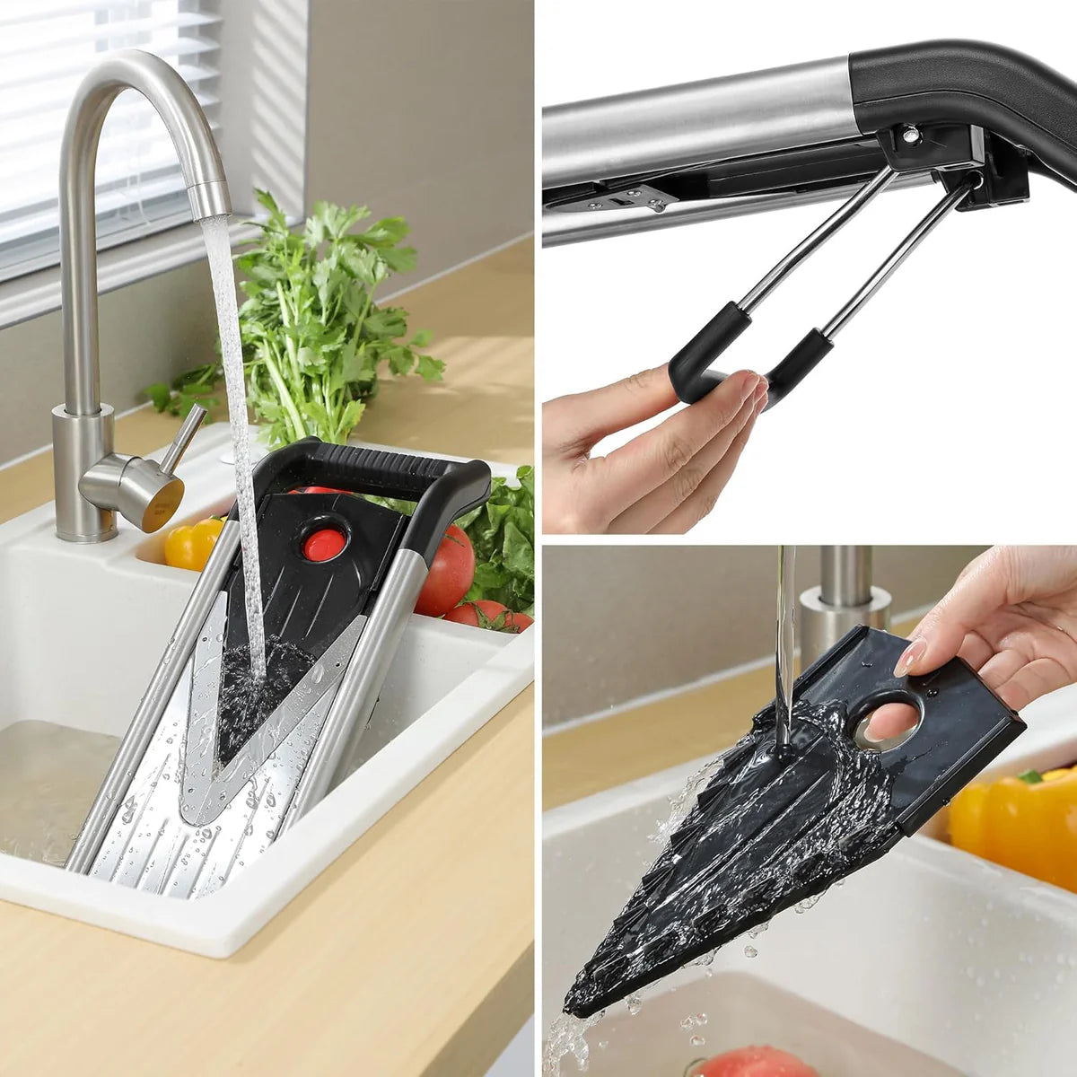 5-in-1 Adjustable Mandoline Slicer – Stainless Steel Vegetable Cutter with Safety Gloves & Non-Slip Base
