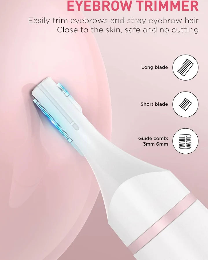 Facial Hair Remover for Women,4-in-1 Bikini Trimmer Women,USB C Mini Lady Shavers with 4-Level Battery Indicator
