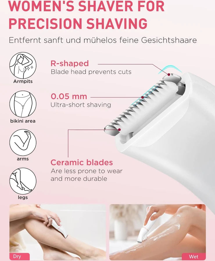Facial Hair Remover for Women,4-in-1 Bikini Trimmer Women,USB C Mini Lady Shavers with 4-Level Battery Indicator