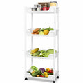 4-Tier Plastic Storage Trolley on Wheels – Multi-Purpose Organizer Cart (94 x 40 x 22 cm)