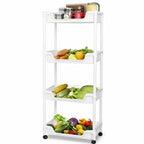 4-Tier Plastic Storage Trolley on Wheels – Multi-Purpose Organizer Cart (94 x 40 x 22 cm)