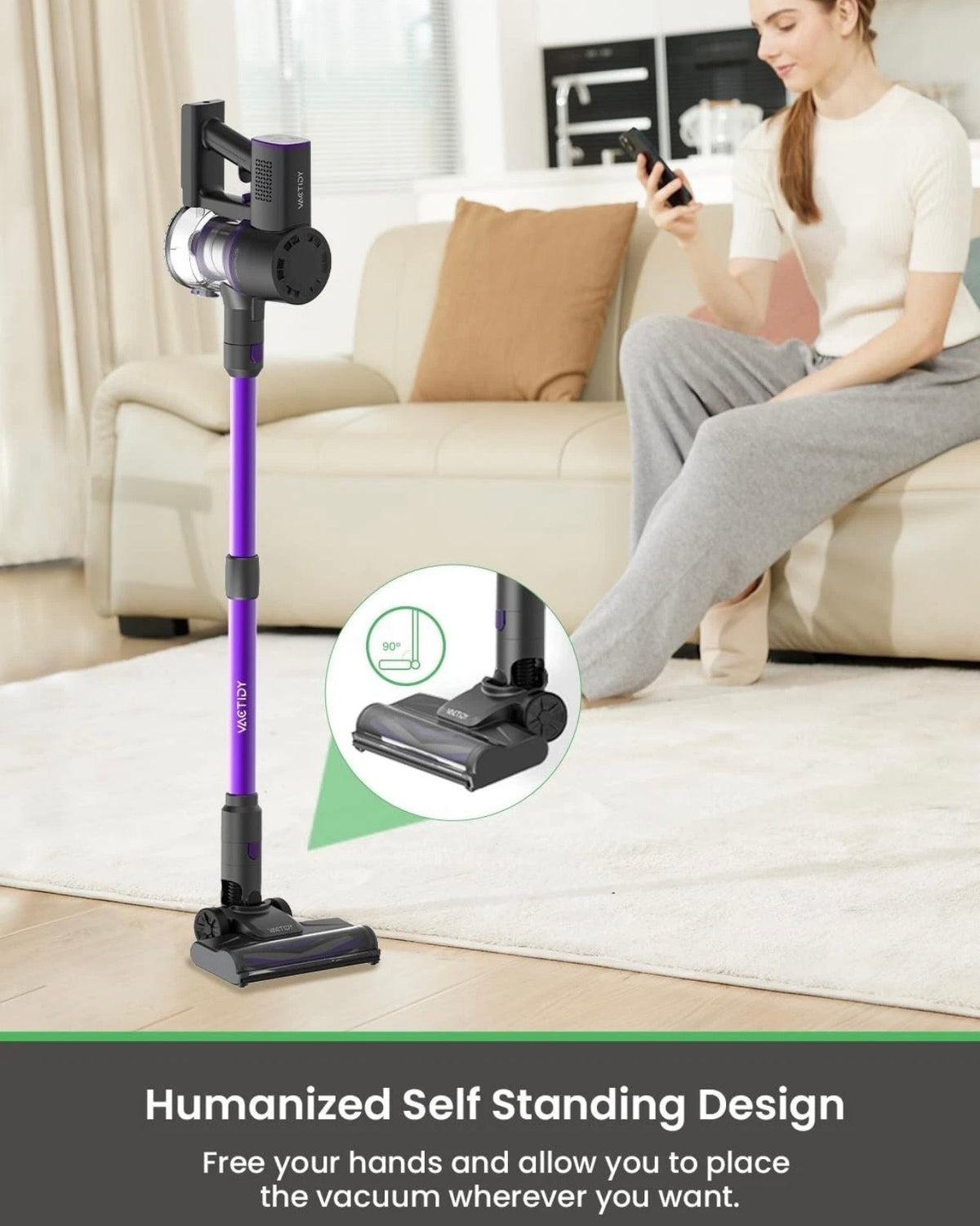 Cordless Vacuum Cleaner Vactidy V8 Blitz Pro Touch Display Stick Car Pet Hair