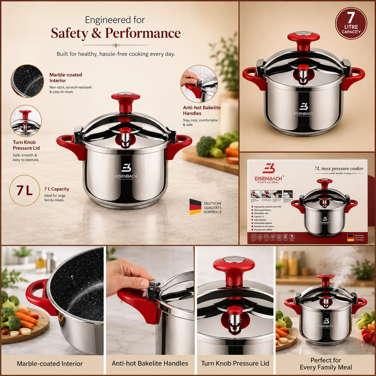 Eisenbach Pressure cooker 5L with Marble coating