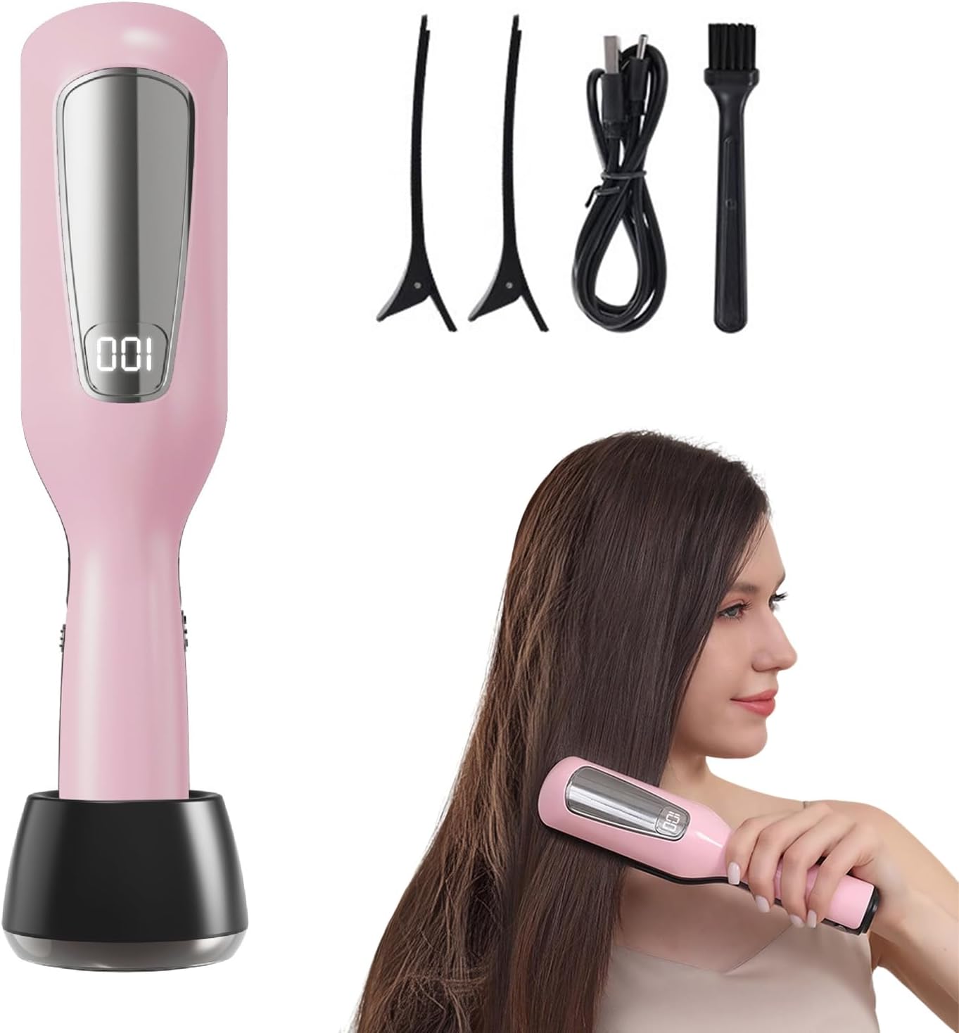Split End Remover, Electric Split Ends Hair Trimmer, Hair Repair Tool for Split Ends, Damaged Hair Trimmer for Broken, Dry, Brittle and Frizzy Split Ends (Pink)