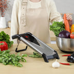 5-in-1 Adjustable Mandoline Slicer – Stainless Steel Vegetable Cutter with Safety Gloves & Non-Slip Base