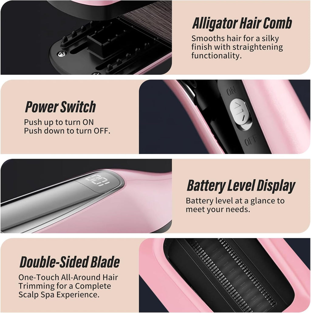 Split End Remover, Electric Split Ends Hair Trimmer, Hair Repair Tool for Split Ends, Damaged Hair Trimmer for Broken, Dry, Brittle and Frizzy Split Ends (Pink)