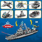 Warship Building Toy, 1412pcs Cruiser Ocean Boat Ship Building Set for 8+ Years Boys, Battleship Building Bricks Kit for Kids Ages 8 to 14 Years Old