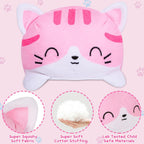 Thedttoy Reversible Cat Plush: Happy Sad Cat Emotion Kitten Double-Sided Flip Doll Soft Toy Pink
