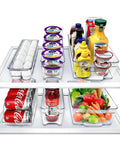 7-Piece Fridge Organizer Set – Clear Storage Bins with Drawers, Egg Holder & Can Dispenser