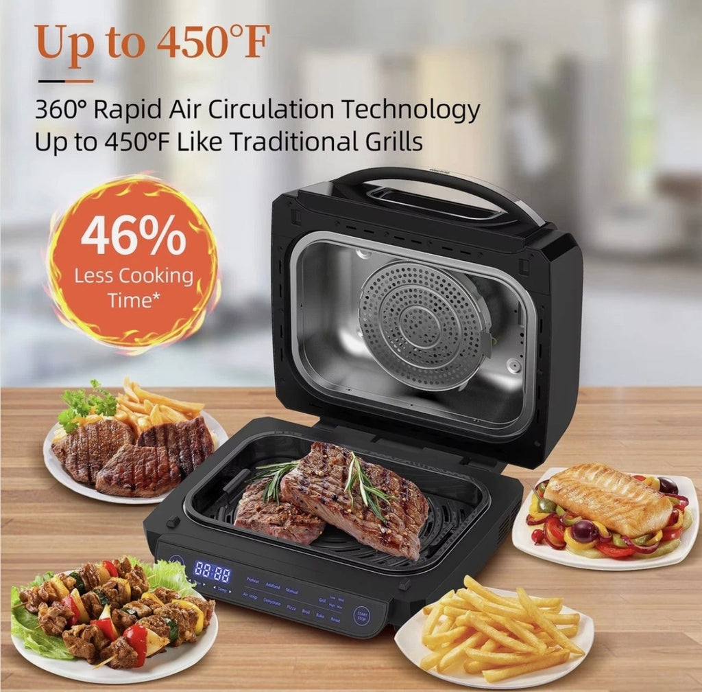 TopStrong 8-in-1 Digital Health Grill & Air Fryer Family Sized black 1700w new