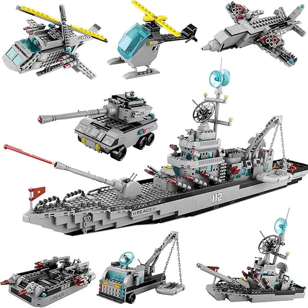 Warship Building Toy, 1412pcs Cruiser Ocean Boat Ship Building Set for 8+ Years Boys, Battleship Building Bricks Kit for Kids Ages 8 to 14 Years Old