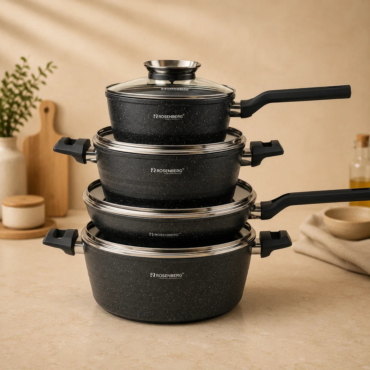 Rosenberg Professional 8-Piece Marble Non-Stick Cookware Set