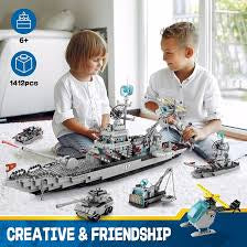 Warship Building Toy, 1412pcs Cruiser Ocean Boat Ship Building Set for 8+ Years Boys, Battleship Building Bricks Kit for Kids Ages 8 to 14 Years Old