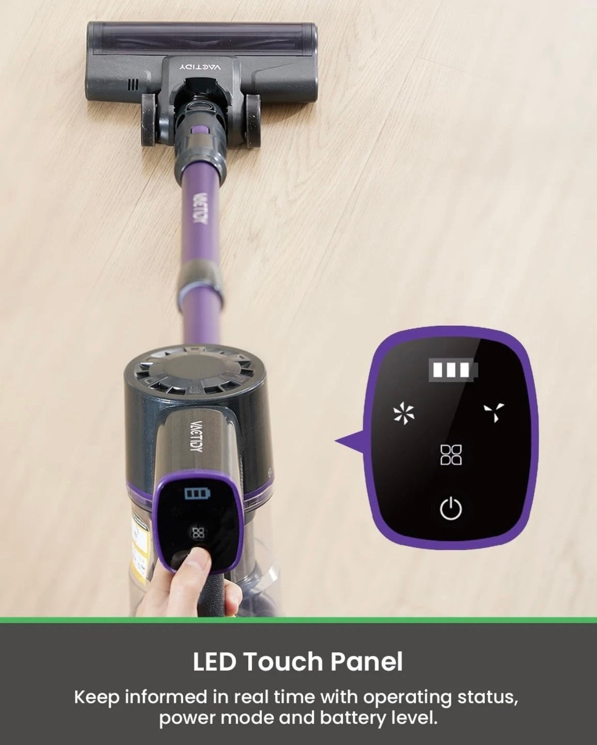 Cordless Vacuum Cleaner Vactidy V8 Blitz Pro Touch Display Stick Car Pet Hair