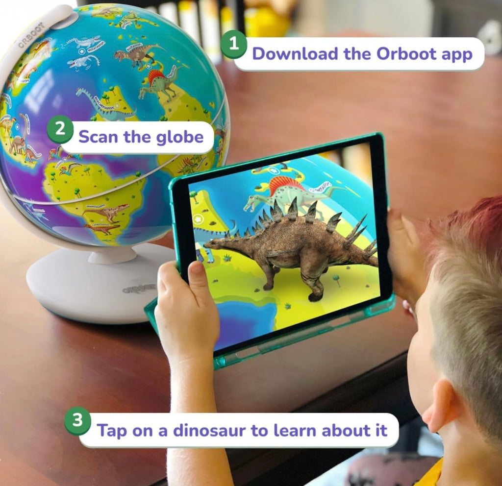 PlayShifu Interactive Dinosaur Toys - Orboot Dinos (Globe + App) 50 Dinosaurs, 500+ Facts | Educational Dinosaur Toys For Kids 5-7 | 4 5 6 7 8 year old Birthday Gifts (Works with tabs/mobiles)