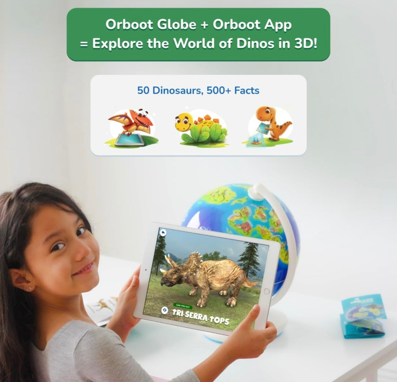 PlayShifu Interactive Dinosaur Toys - Orboot Dinos (Globe + App) 50 Dinosaurs, 500+ Facts | Educational Dinosaur Toys For Kids 5-7 | 4 5 6 7 8 year old Birthday Gifts (Works with tabs/mobiles)