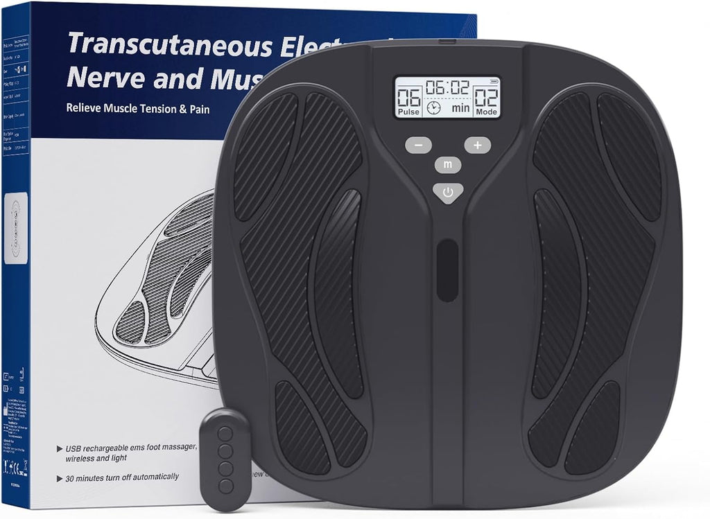 Circulation Machine Blood Booster for Feet and Legs，TENS & EMS Foot Massagers for Pain and Circulation ，Relieve Plantar Fasciitis, Arthritis，and Muscle Neuropathy Pain