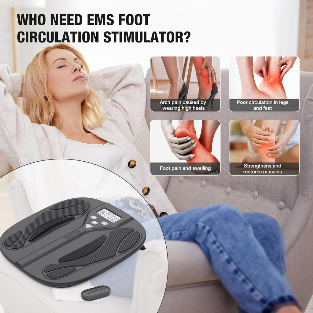 Circulation Machine Blood Booster for Feet and Legs，TENS & EMS Foot Massagers for Pain and Circulation ，Relieve Plantar Fasciitis, Arthritis，and Muscle Neuropathy Pain